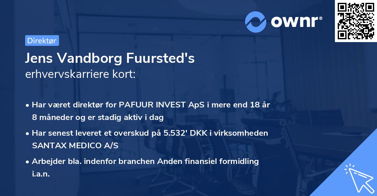 Jens Vandborg Fuursted's erhvervskarriere kort