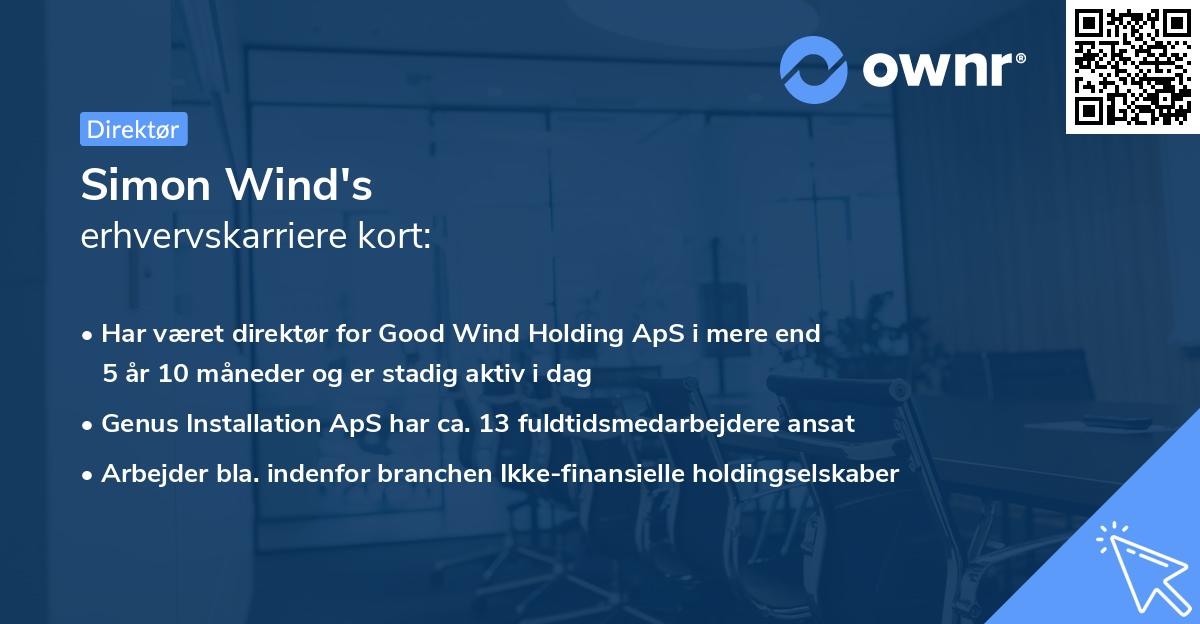 Simon Wind's erhvervskarriere kort