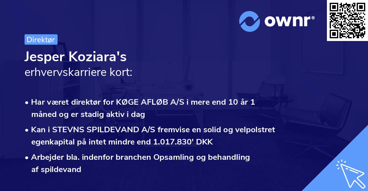 Jesper Koziara's erhvervskarriere kort