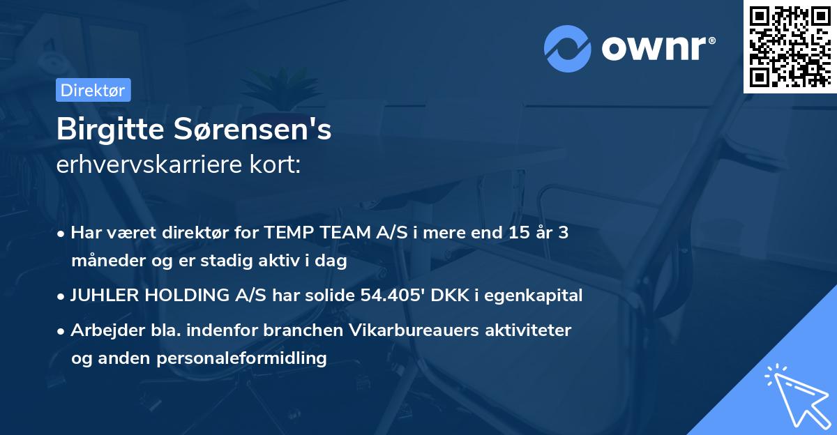 Birgitte Sørensen's erhvervskarriere kort