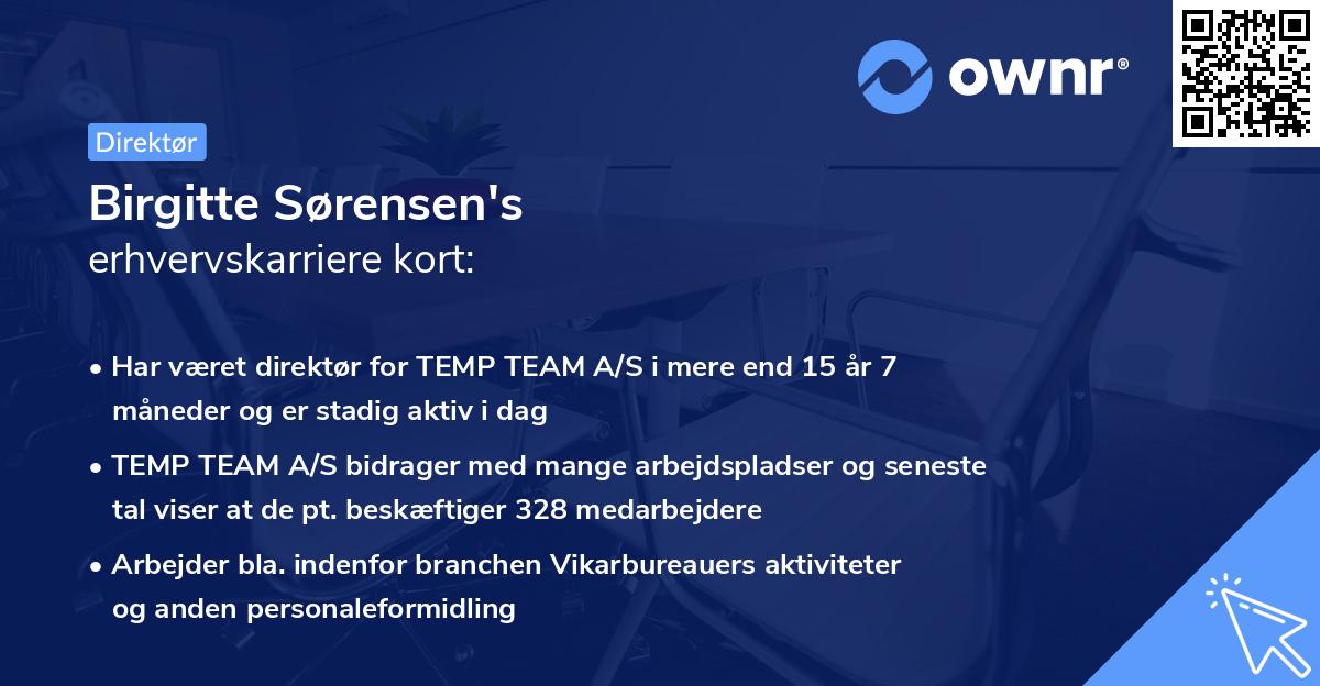 Birgitte Sørensen's erhvervskarriere kort
