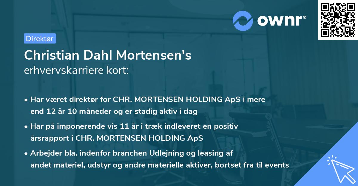 Christian Dahl Mortensen's erhvervskarriere kort
