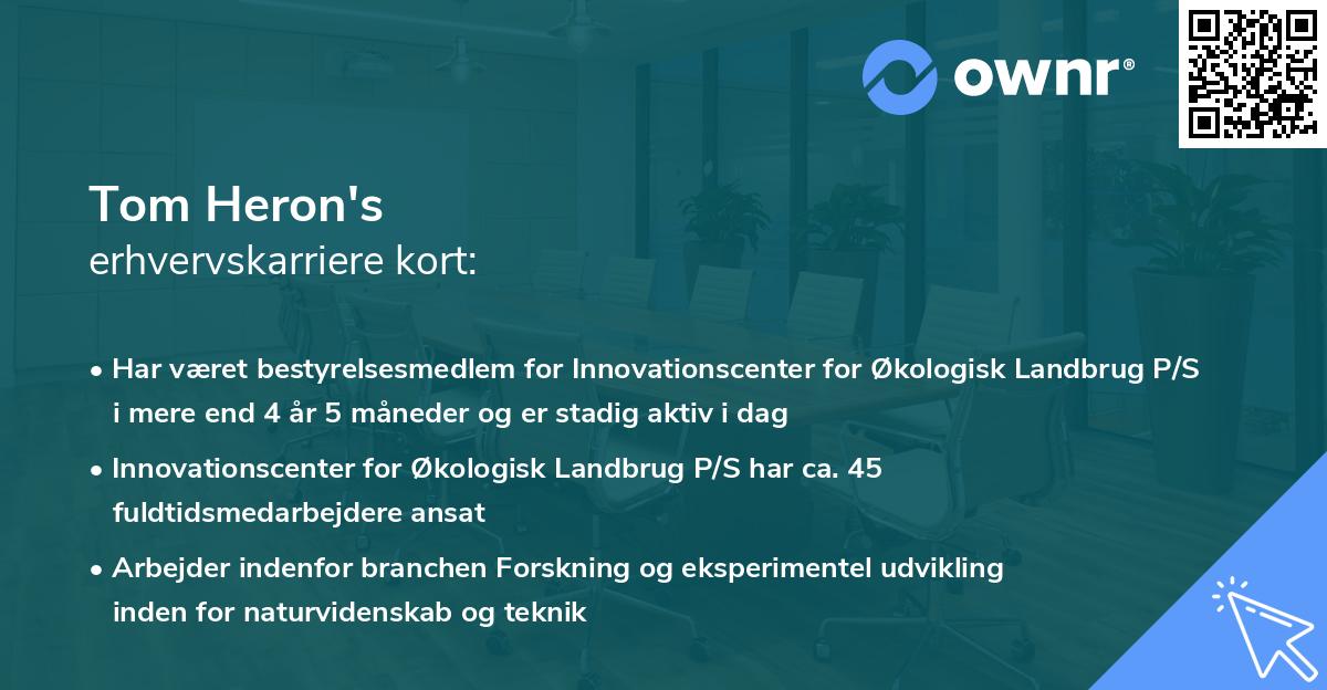 Tom Heron's erhvervskarriere kort