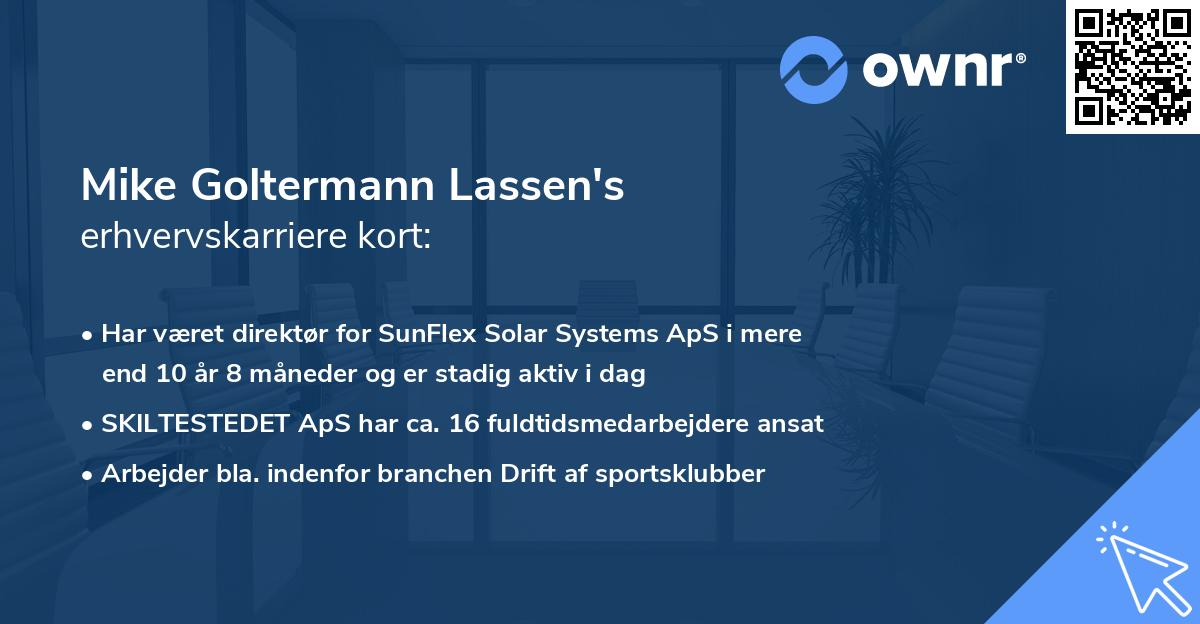 Mike Goltermann Lassen's erhvervskarriere kort