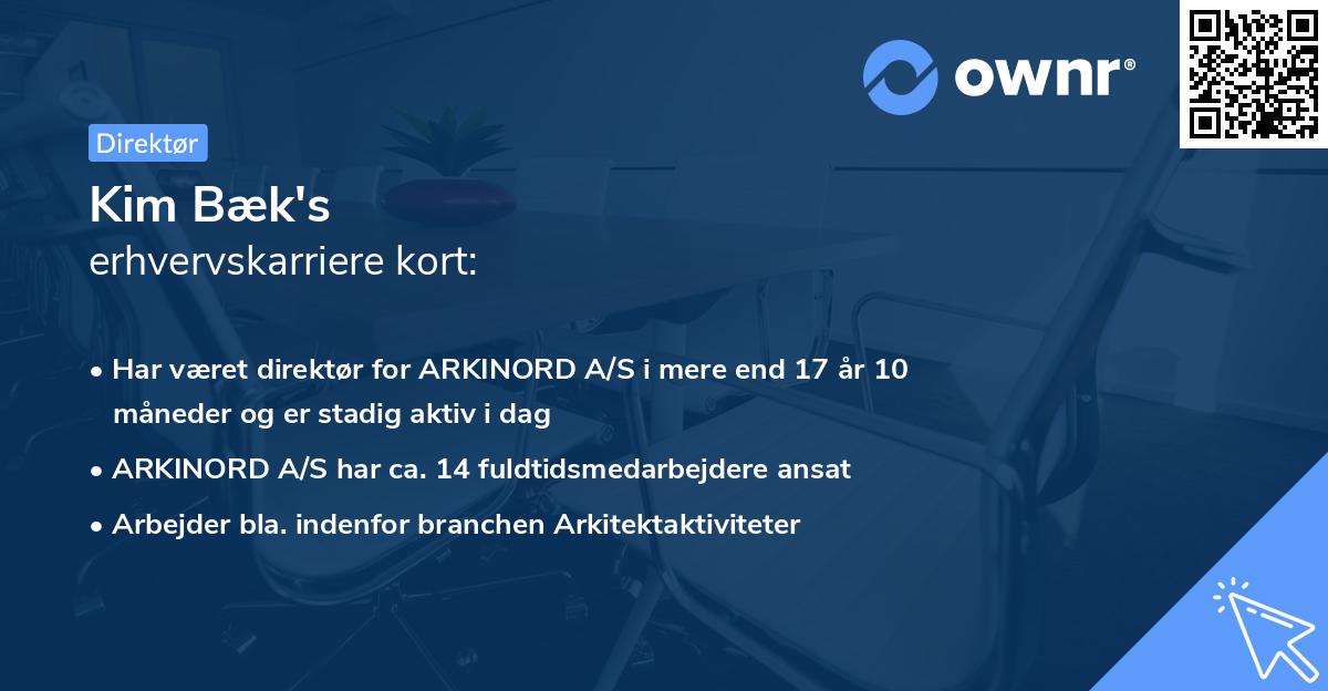 Kim Bæk's erhvervskarriere kort