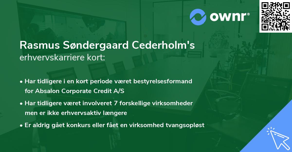 Rasmus Søndergaard Cederholm's erhvervskarriere kort