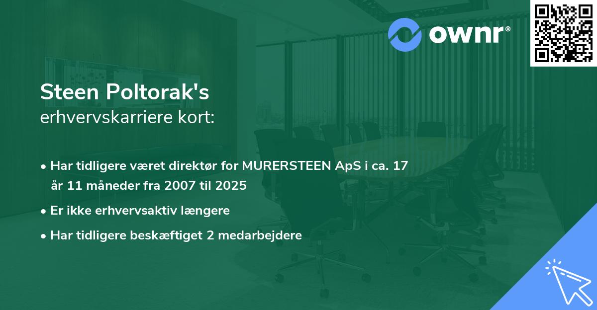 Steen Poltorak's erhvervskarriere kort