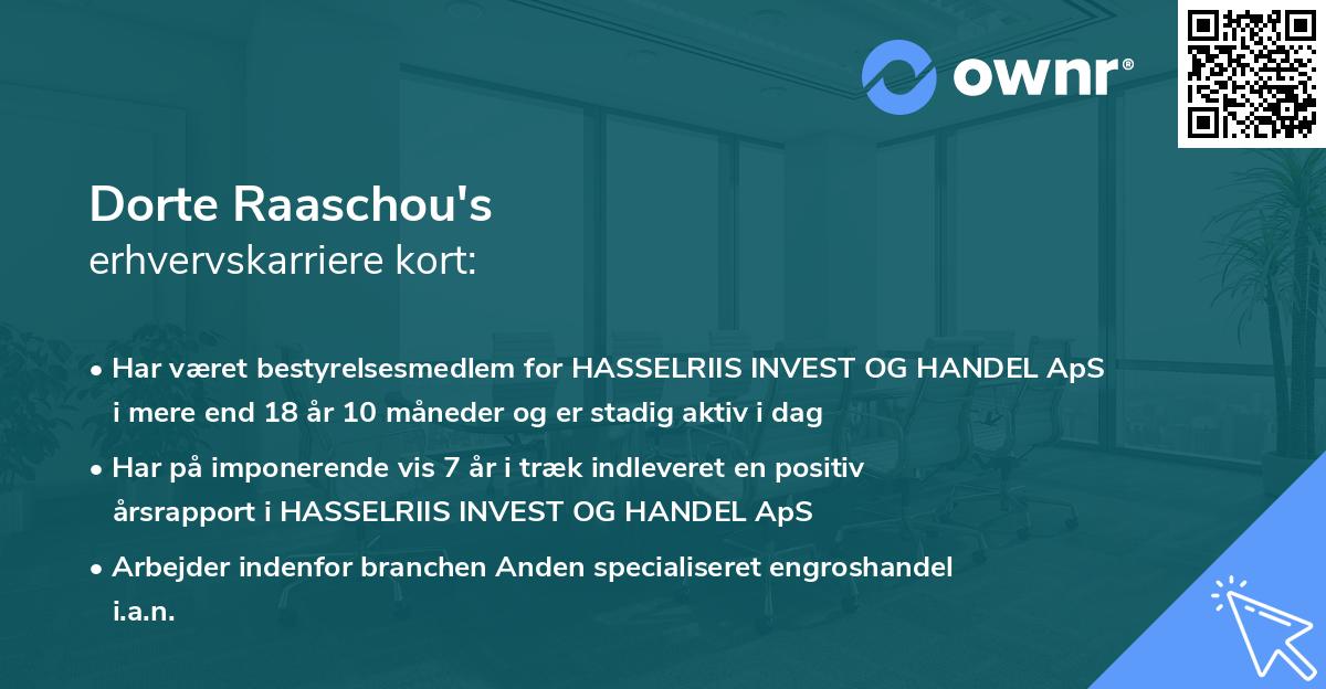 Dorte Raaschou's erhvervskarriere kort