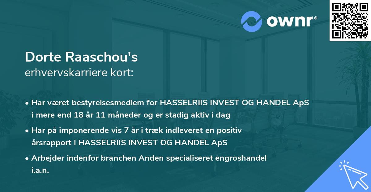 Dorte Raaschou's erhvervskarriere kort