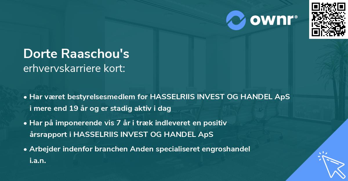 Dorte Raaschou's erhvervskarriere kort