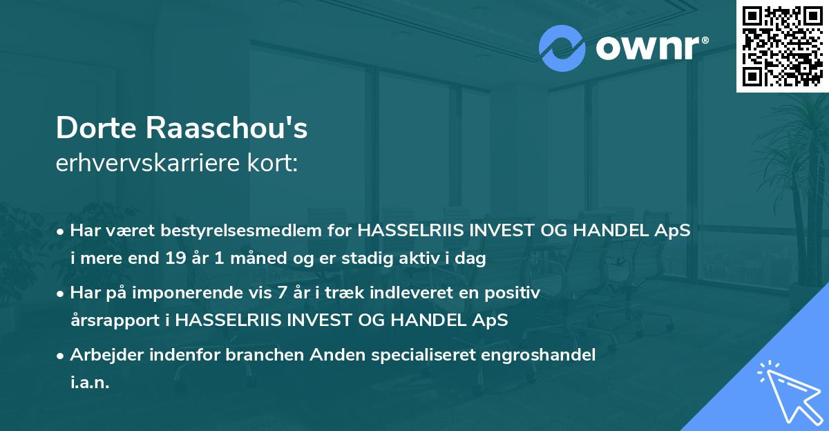 Dorte Raaschou's erhvervskarriere kort