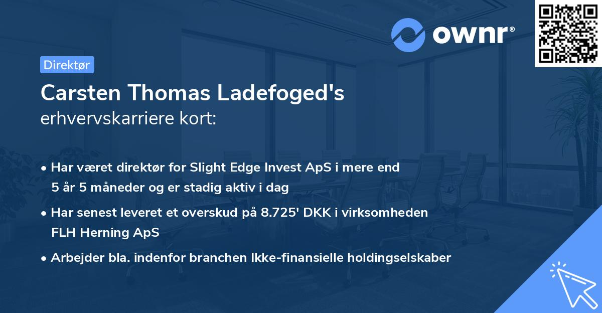Carsten Thomas Ladefoged's erhvervskarriere kort