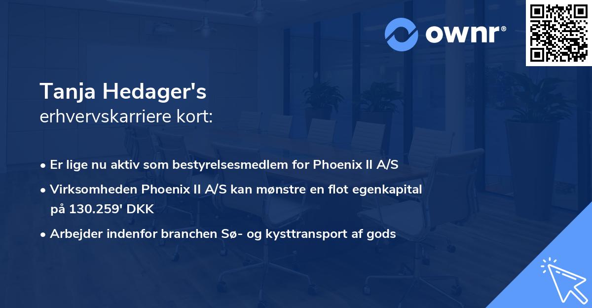 Tanja Hedager's erhvervskarriere kort