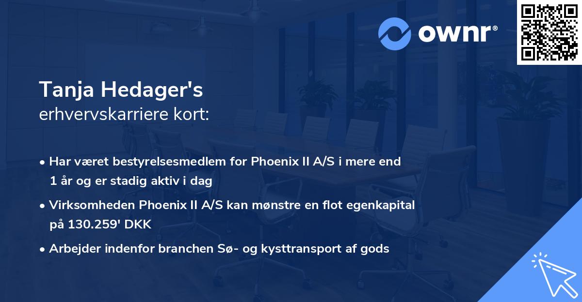 Tanja Hedager's erhvervskarriere kort