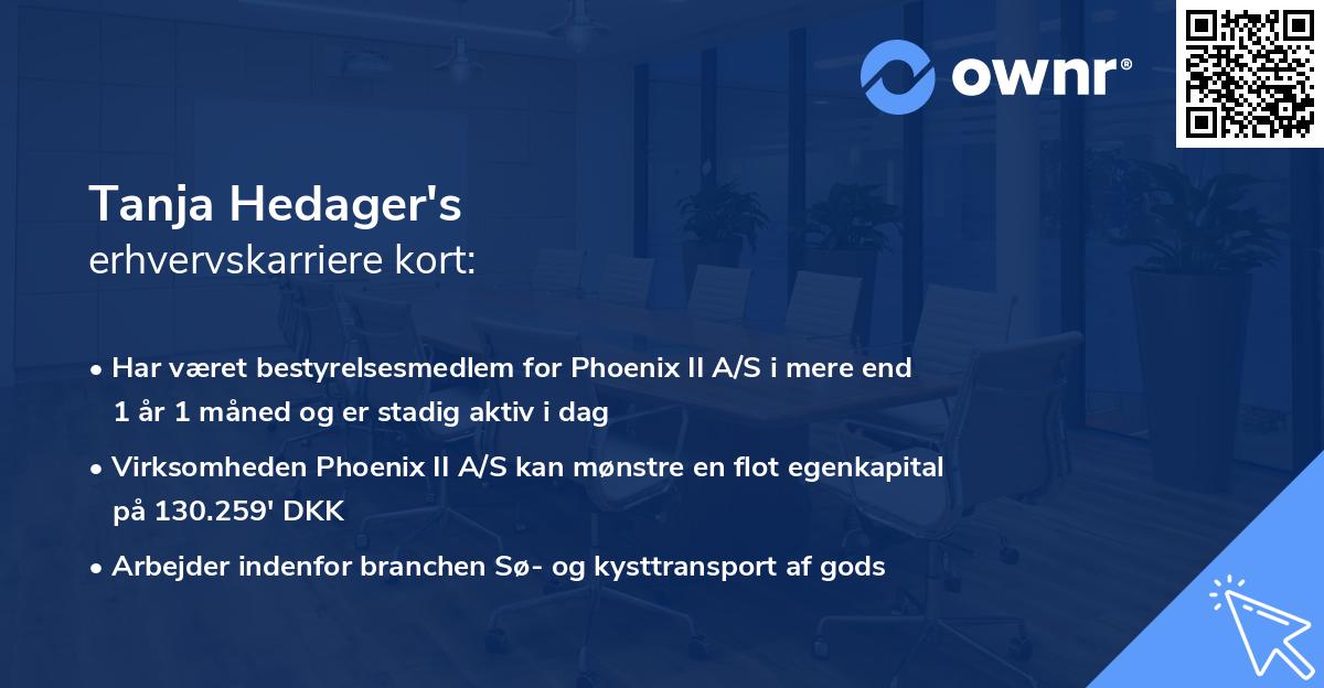 Tanja Hedager's erhvervskarriere kort