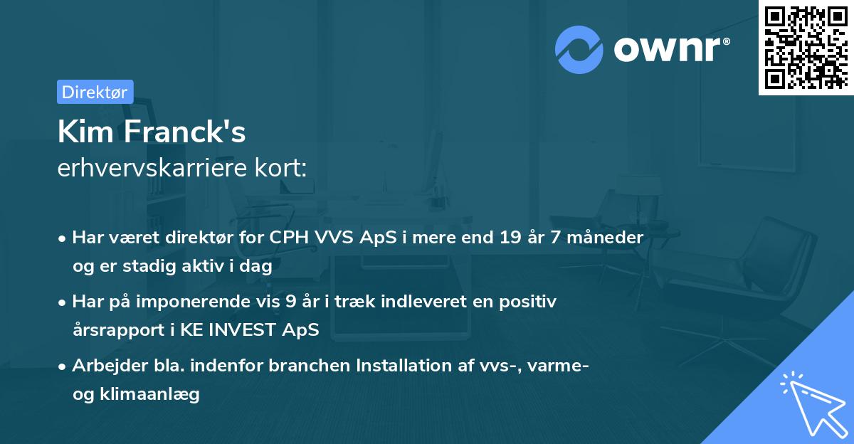Kim Franck's erhvervskarriere kort