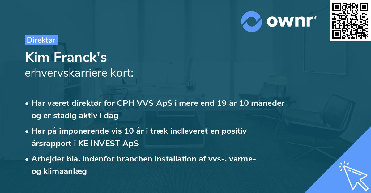 Kim Franck's erhvervskarriere kort
