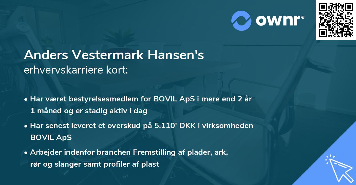 Anders Vestermark Hansen's erhvervskarriere kort