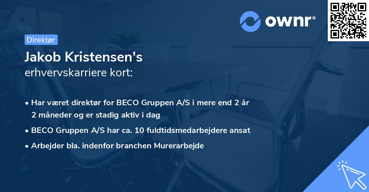 Jakob Kristensen's erhvervskarriere kort