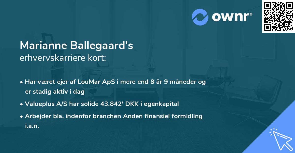 Marianne Ballegaard's erhvervskarriere kort