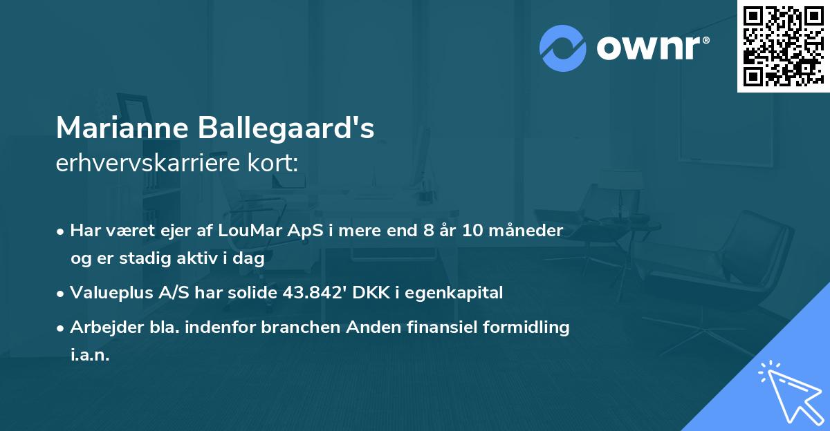 Marianne Ballegaard's erhvervskarriere kort