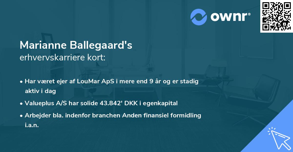 Marianne Ballegaard's erhvervskarriere kort