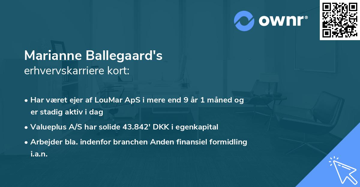 Marianne Ballegaard's erhvervskarriere kort