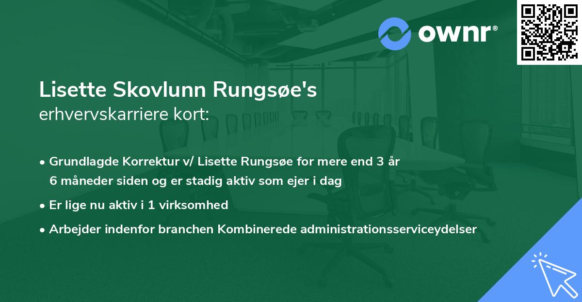 Lisette Skovlunn Rungsøe's erhvervskarriere kort