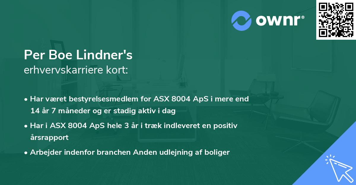 Per Boe Lindner's erhvervskarriere kort