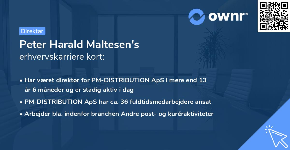Peter Harald Maltesen's erhvervskarriere kort