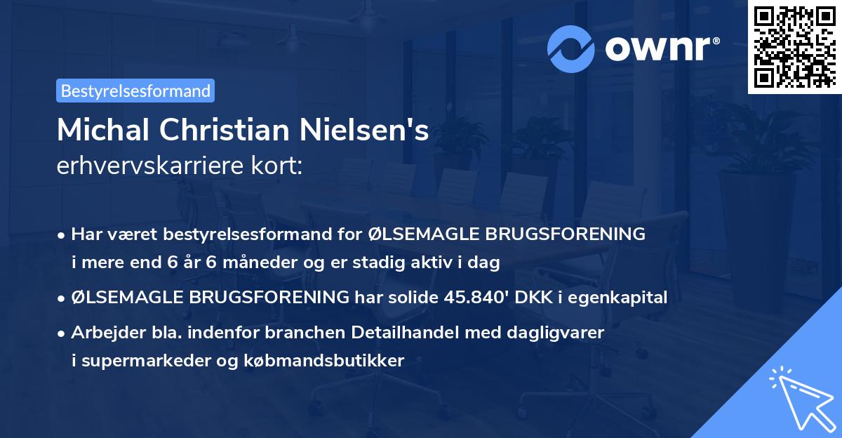 Michal Christian Nielsen's erhvervskarriere kort