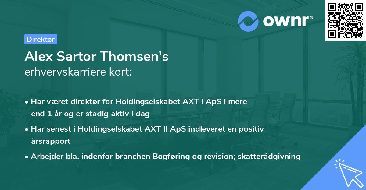 Alex Sartor Thomsen's erhvervskarriere kort