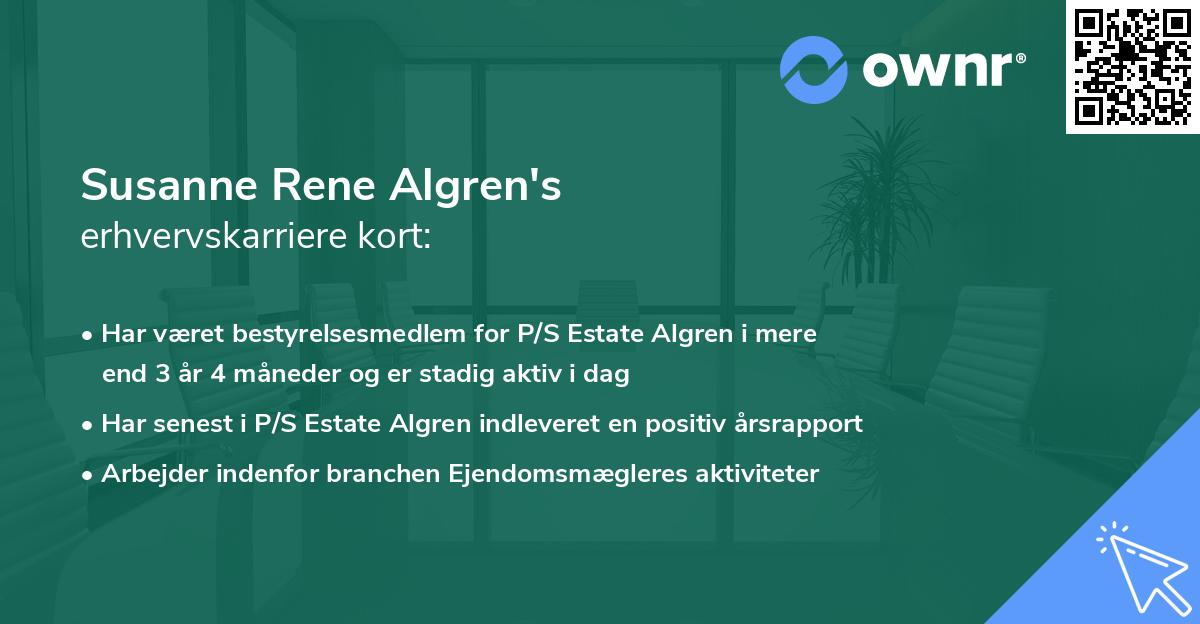 Susanne Rene Algren's erhvervskarriere kort