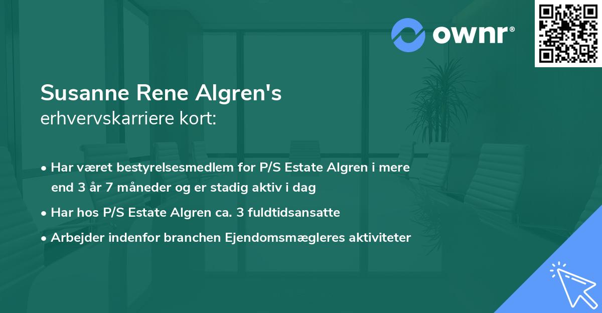 Susanne Rene Algren's erhvervskarriere kort