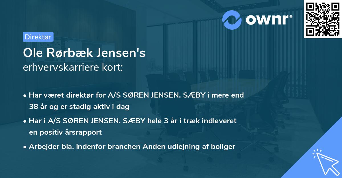 Ole Rørbæk Jensen's erhvervskarriere kort