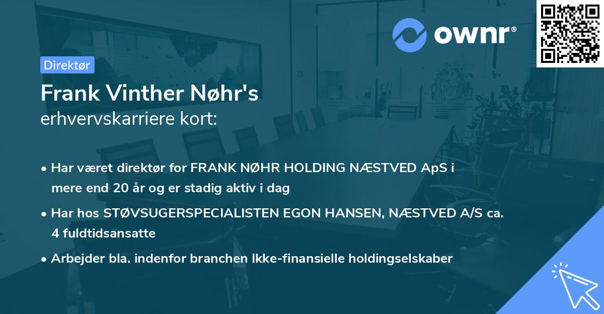 Frank Vinther Nøhr's erhvervskarriere kort