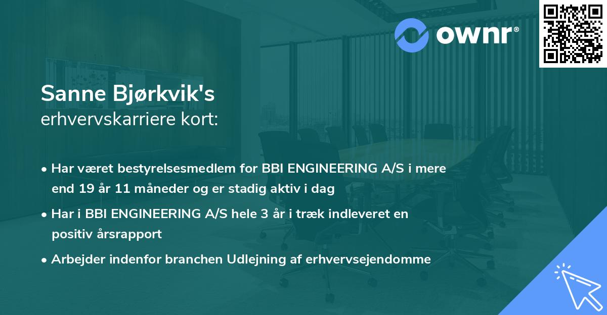 Sanne Bjørkvik's erhvervskarriere kort