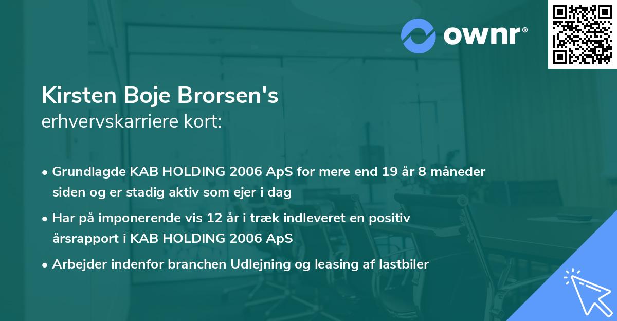 Kirsten Boje Brorsen's erhvervskarriere kort