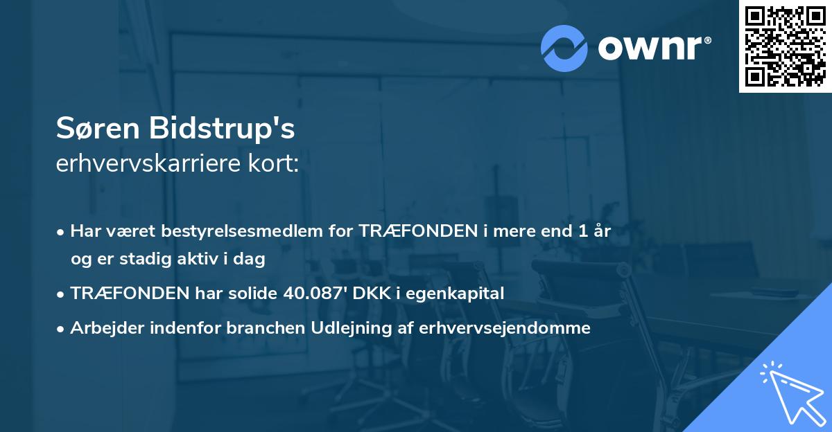Søren Bidstrup's erhvervskarriere kort