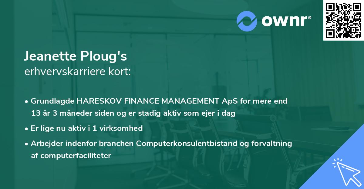 Jeanette Ploug's erhvervskarriere kort