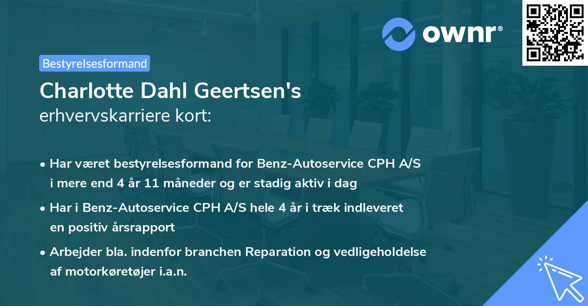 Charlotte Dahl Geertsen's erhvervskarriere kort