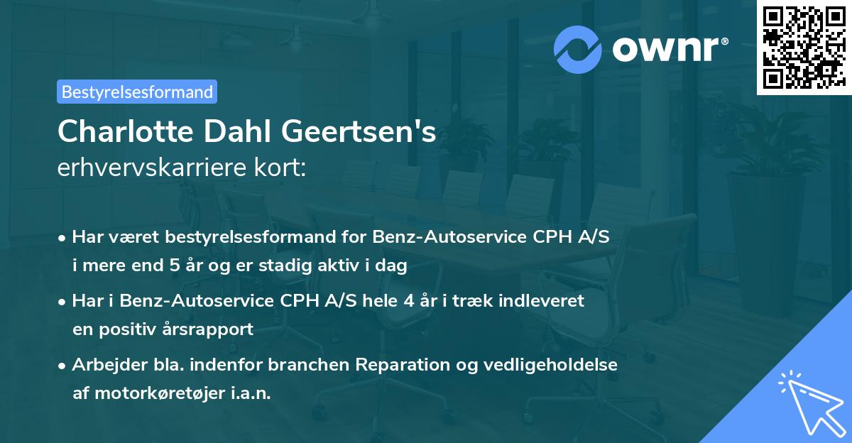 Charlotte Dahl Geertsen's erhvervskarriere kort