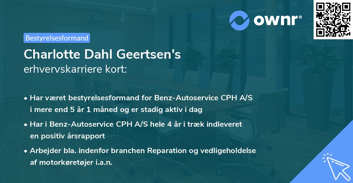 Charlotte Dahl Geertsen's erhvervskarriere kort
