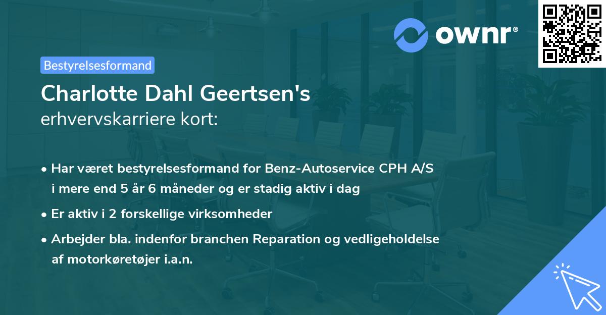 Charlotte Dahl Geertsen's erhvervskarriere kort