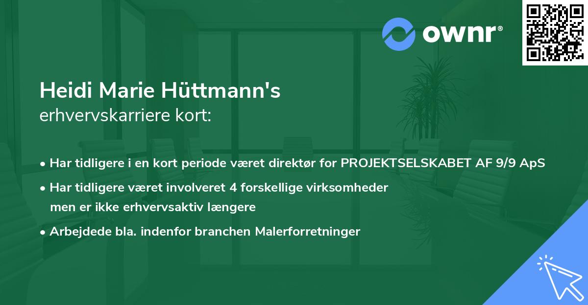Heidi Marie Hüttmann's erhvervskarriere kort