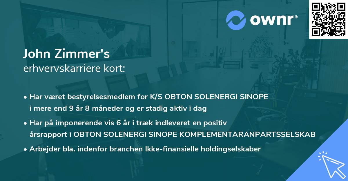 John Zimmer's erhvervskarriere kort