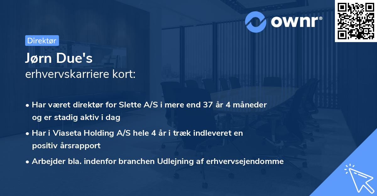 Jørn Due's erhvervskarriere kort