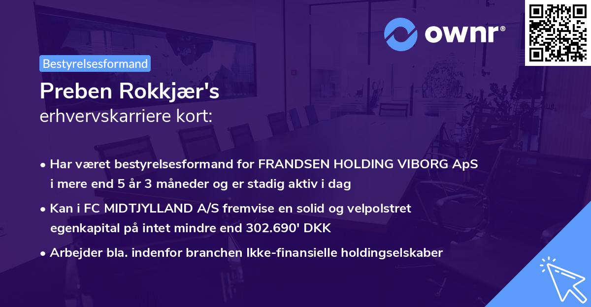 Preben Rokkjær's erhvervskarriere kort