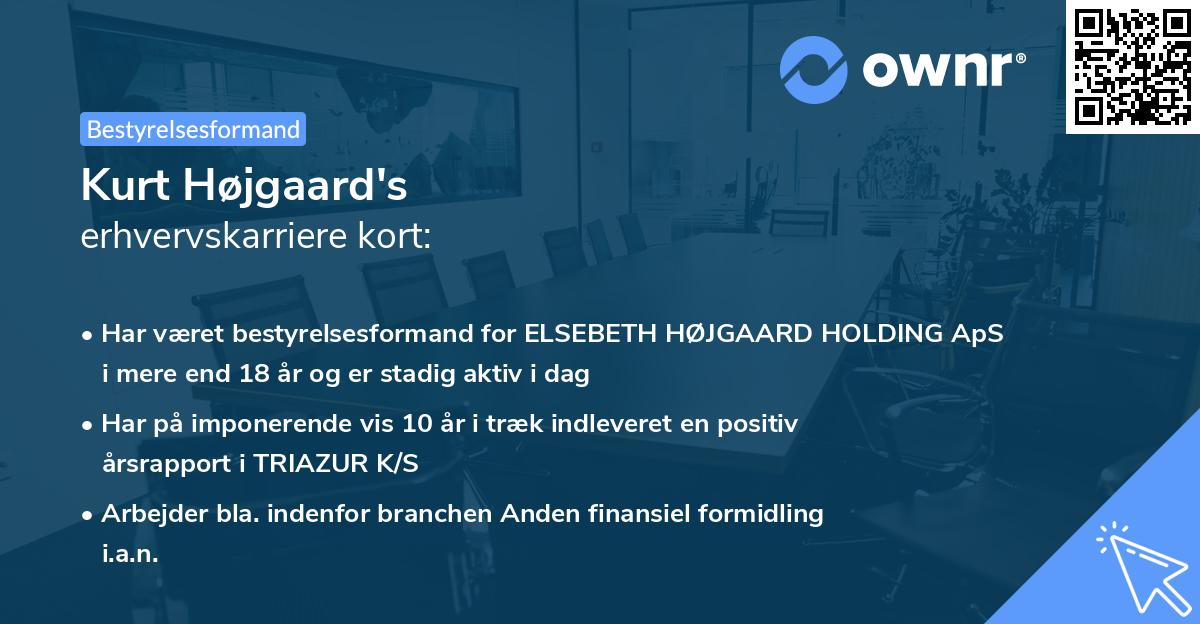 Kurt Højgaard's erhvervskarriere kort