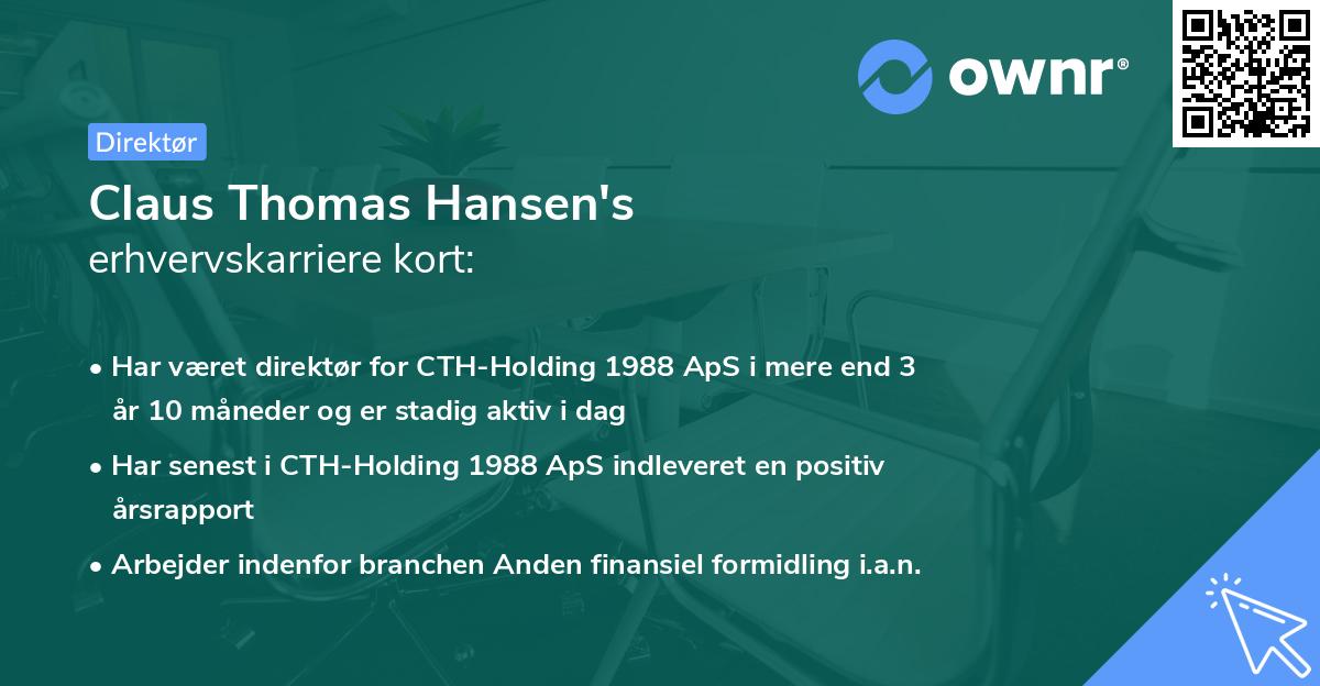 Claus Thomas Hansen's erhvervskarriere kort